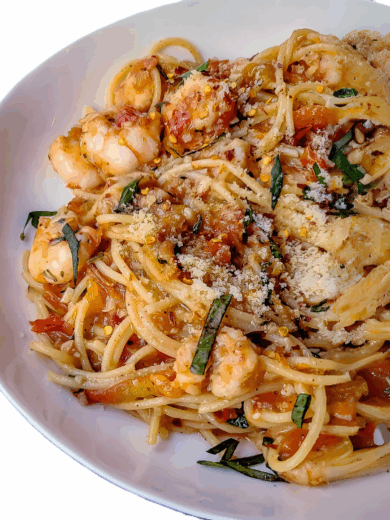 Shrmp Pomodoro with Spaghetti